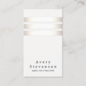 Cool Faux Silver Foil en White Striped Modern Visitekaartje (Voorkant)