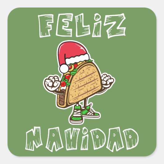 Cool Feliz Navidad Santa Taco Sticker (Voorkant)