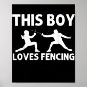 Cool Fencing Gift for Boys Kinder Fencer Sport Epe Poster (Voorkant)