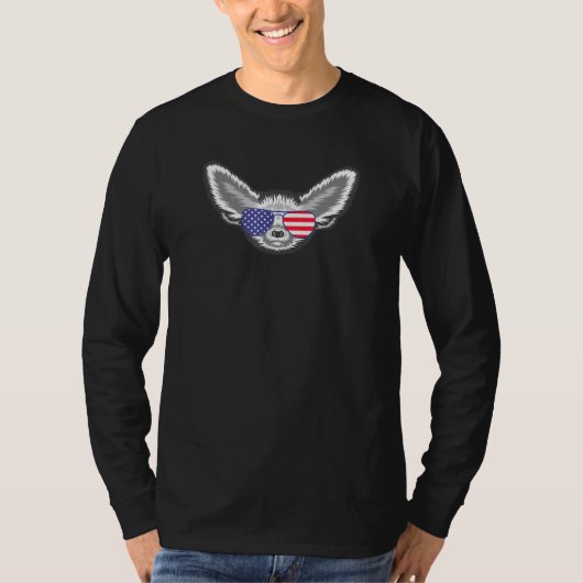 Cool Fennec Fox die de vlag van de Verenigde State T-shirt (Voorkant)