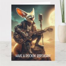 Cool Fennec Fox Rocks akoestische gitaar in de woe