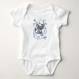 Cool Fennec Vos met Zonnebril Blauw Geometrisch Ba Romper