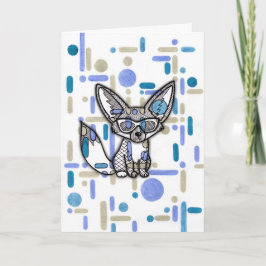 Cool Fennec Vos met Zonnebril Blauw Geometrisch Fo Kaart