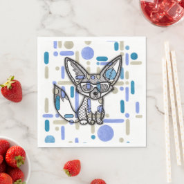 Cool Fennec Vos met Zonnebril Blauw Geometrisch Pa Servet