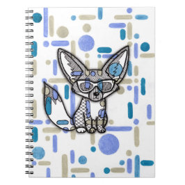 Cool Fennec Vos met Zonnebril Blauw Geometrisch Sp Notitieboek