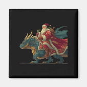 Cool Festive Dragon With Riding Santa Claus Look Magneet (Voorkant)