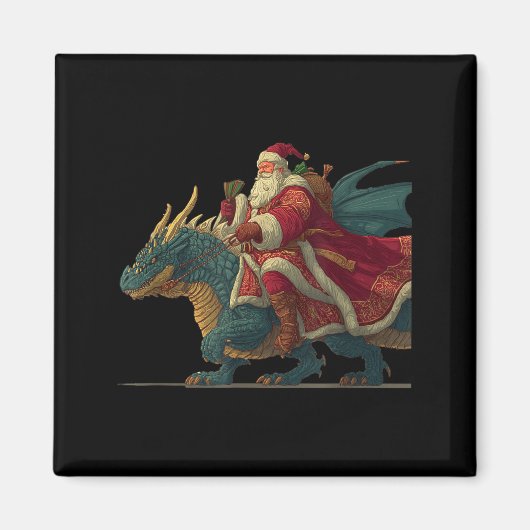 Cool Festive Dragon With Riding Santa Claus Look  Magneet (Voorkant)