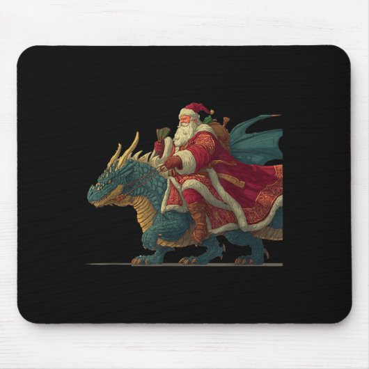 Cool Festive Dragon With Riding Santa Claus Look Muismat (Voorkant)