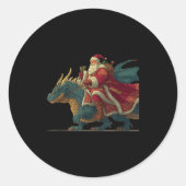 Cool Festive Dragon With Riding Santa Claus Look Ronde Sticker (Voorkant)