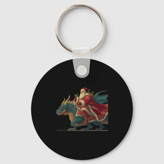 Cool Festive Dragon With Riding Santa Claus Look  Sleutelhanger (Voorkant)