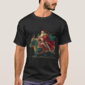 Cool Festive Dragon With Riding Santa Claus Look  T-shirt (Voorkant)