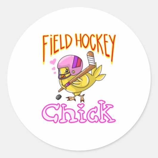 Cool Field Hockey Chick Funny Chicken Sport Ronde Sticker (Voorkant)