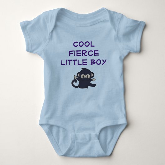 Cool Fierce Boy Funny Cute Cartoon Ninja Monkey Romper (Voorkant)