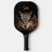 Cool Fierce Owl Black Pickleball Paddle (Voorkant)