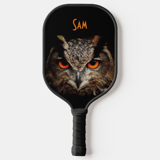 Cool Fierce Owl Black Pickleball Paddle (Achterkant)