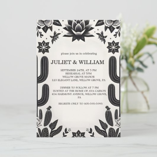 Cool Fiesta Cactus Floral Mexicaanse repetitie din Kaart (Staand voorkant)