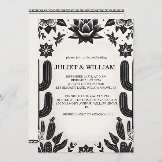 Cool Fiesta Cactus Floral Mexicaanse repetitie din Kaart (Voorkant / Achterkant)