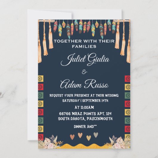 Cool fiesta rustieke moderne elegante mexicaanse b kaart (Voorkant)