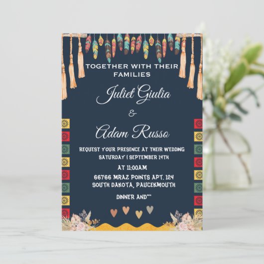 Cool fiesta rustieke moderne elegante mexicaanse b kaart (Staand voorkant)