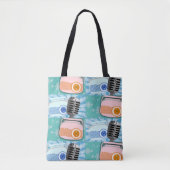Cool Fifties Roze Radio Pattern Retro Art Cartoon Tote Bag (Voorkant)