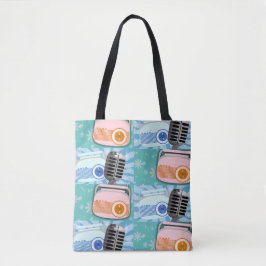 Cool Fifties Roze Radio Pattern Retro Art Cartoon Tote Bag