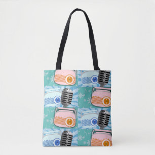 Cool Fifties Roze Radio Pattern Retro Art Cartoon Tote Bag