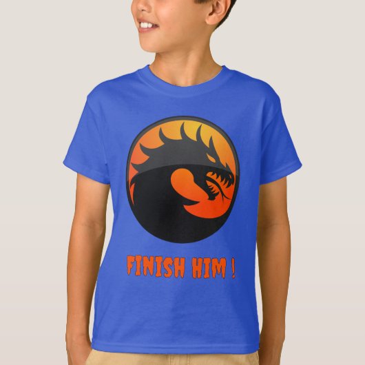 Cool Fire Dragon MK Fighting Videogame Finish Hem T-shirt (Voorkant)