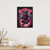 Cool Fire en Smoke Black Ninja Cat Warrior Poster (Keuken)