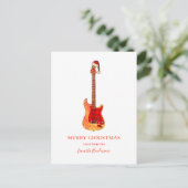 Cool Fire gitaar Vrolijk Kerstfeest Feestdagenkaart (Staand voorkant)