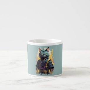 Cool Fire Splash Grey Ninja Cat Warrior Espresso Kop