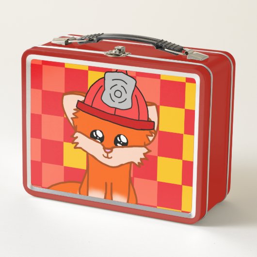 Cool Firefighter & Fox Themed Lunchbox (Voorkant)