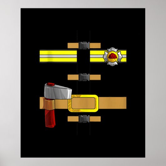 Cool Firefighter Uniform Funny DIY Halloween Poster (Voorkant)