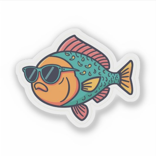 Cool Fish with Sunglasses Sticker (Voorkant)