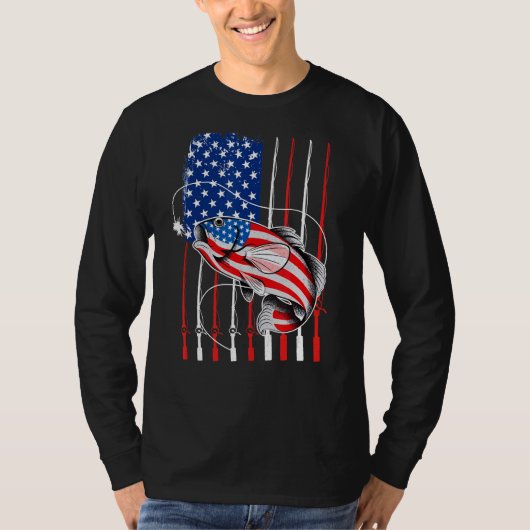 Cool Fishing For Men American Flag USA Fish T-shirt (Voorkant)