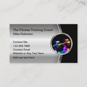 Cool Fitness Training Coach Metallic Barbell Visitekaartje