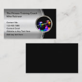Cool Fitness Training Coach Metallic Barbell Visitekaartje (Voorkant / Achterkant)