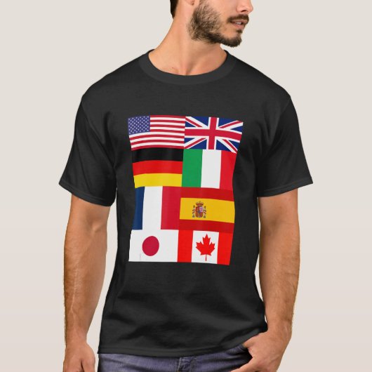 Cool Flags of The World Illustration  Graphic Desi T-shirt (Voorkant)