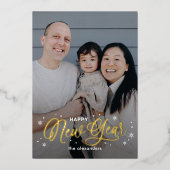 Cool Flakes Folie Happy New Year fotokaart Folie Feestdagenkaart (Voorkant)