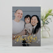 Cool Flakes Folie Happy New Year fotokaart Folie Feestdagenkaart (Staand Voorkant)