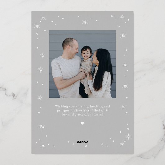 Cool Flakes Folie Happy New Year fotokaart Folie Feestdagenkaart (Achterkant)