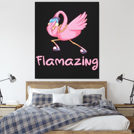 Cool Flamazing Dabbing Flamingo Canvas Afdruk (Insitu (Slaapkamer))