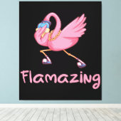 Cool Flamazing Dabbing Flamingo Canvas Afdruk (Insitu (Houten vloer))