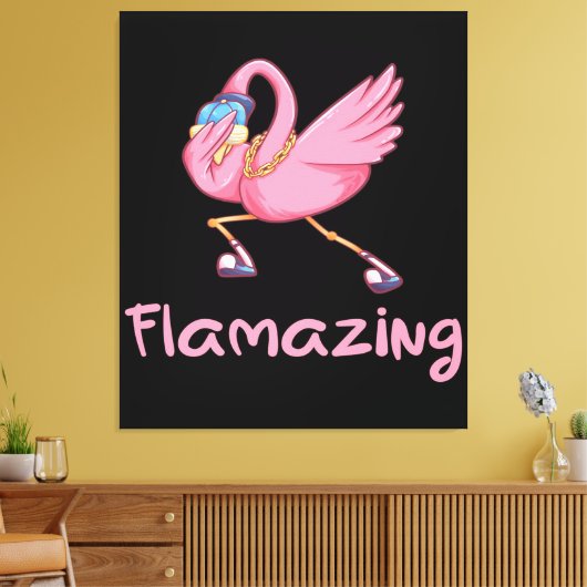 Cool Flamazing Dabbing Flamingo Canvas Afdruk (Insitu (Woonkamer))