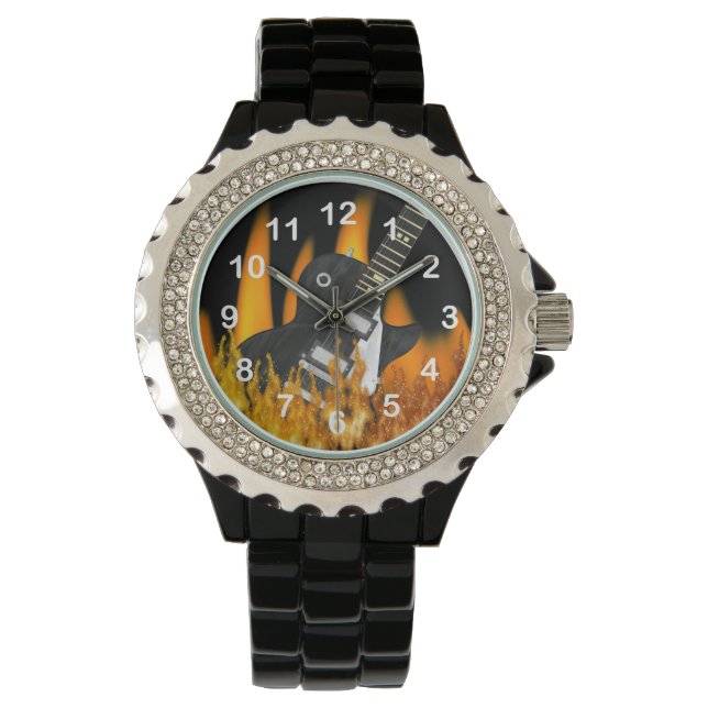 Cool Flame gitaar genummerd polshorloge Horloge (Voorkant)