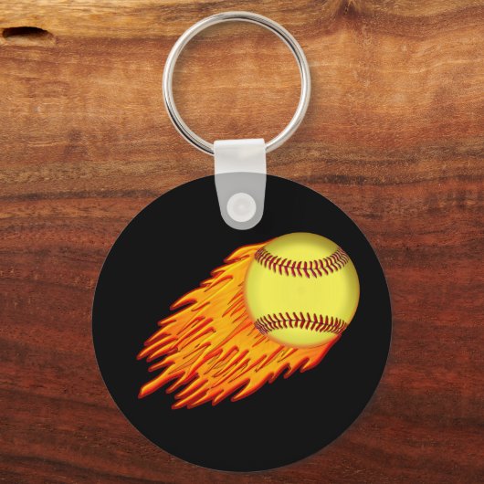 COOL Flaming Softball Team Gift Ideas NAME, NUMMER Sleutelhanger (Achterkant)