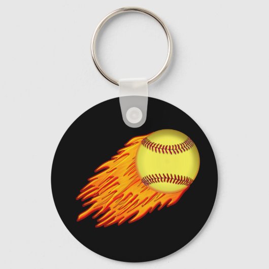 COOL Flaming Softball Team Gift Ideas NAME, NUMMER Sleutelhanger (Achterkant)