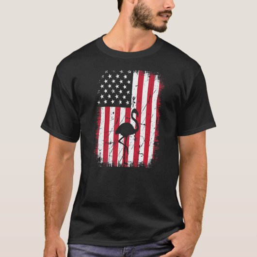  Cool Flamingo Animal Retro USA American Fl T-shirt (Voorkant)