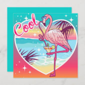 Cool Flamingo Feestdagenkaart (Voorkant / Achterkant)
