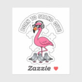 Cool Flamingo Geboren Om Op Te Vallen Funny Roze V Sticker (Vel)