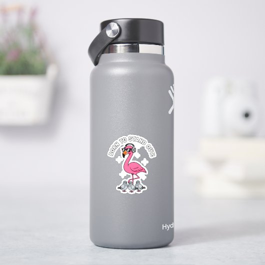 Cool Flamingo Geboren Om Op Te Vallen Funny Roze V Sticker (HydroFlask)